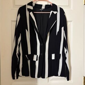 UPS & DOWNS beetlejuice black and white striped lightweight jacket